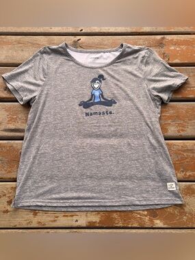 Life is Good Namaste Gray Short Sleeve Top - Size Large